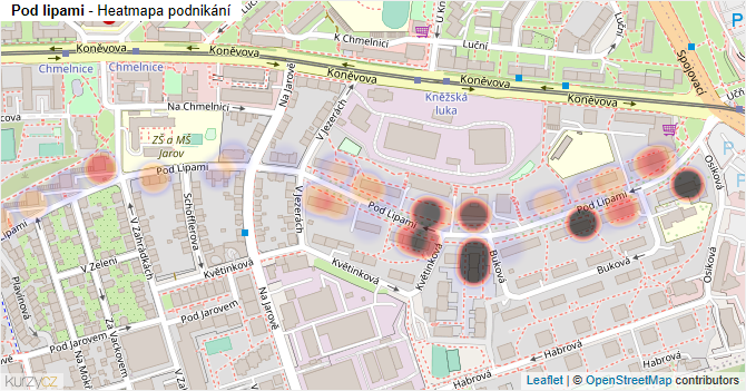 Pod lipami - mapa podnikání