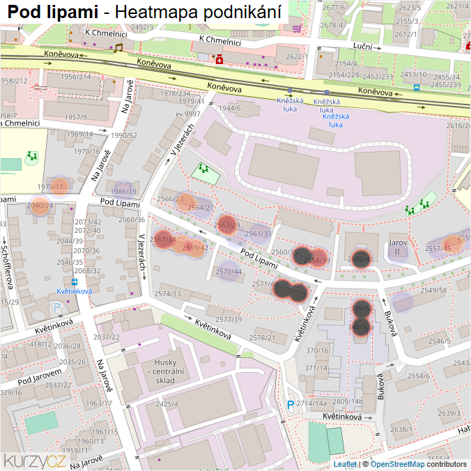 Mapa Pod lipami - Firmy v ulici.