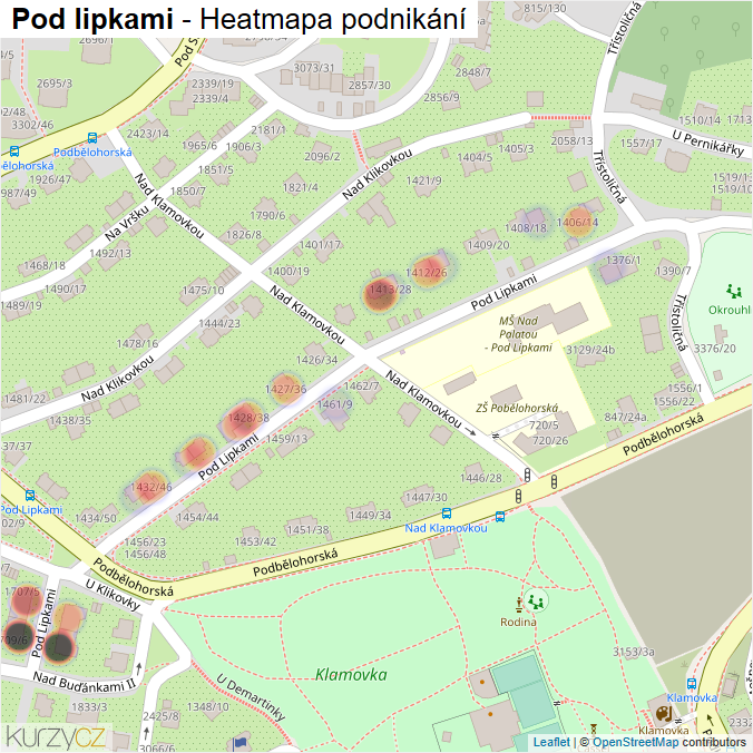 Mapa Pod lipkami - Firmy v ulici.