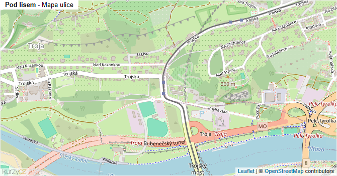 Pod lisem - mapa ulice