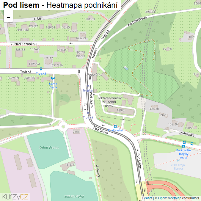 Mapa Pod lisem - Firmy v ulici.