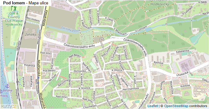Pod lomem - mapa ulice