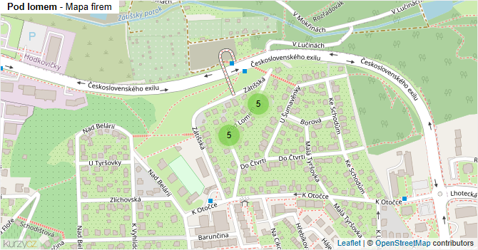 Pod lomem - mapa firem