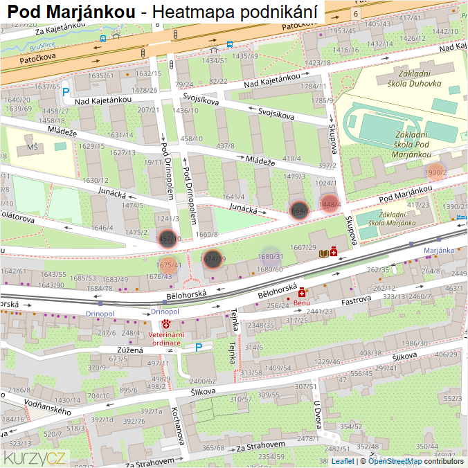 Mapa Pod Marjánkou - Firmy v ulici.