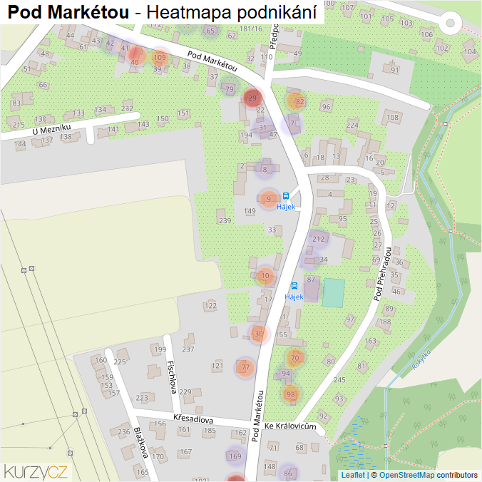 Mapa Pod Markétou - Firmy v ulici.