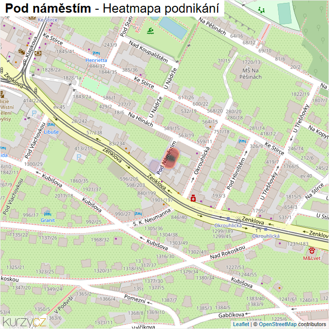 Mapa Pod náměstím - Firmy v ulici.