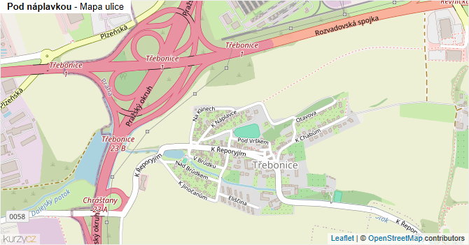Pod náplavkou - mapa ulice