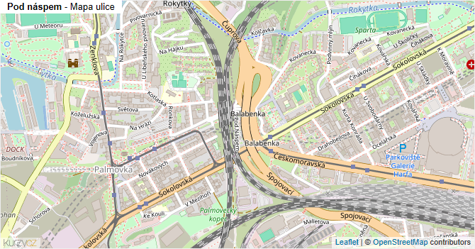 Pod náspem - mapa ulice
