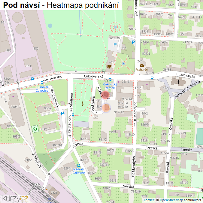 Mapa Pod návsí - Firmy v ulici.