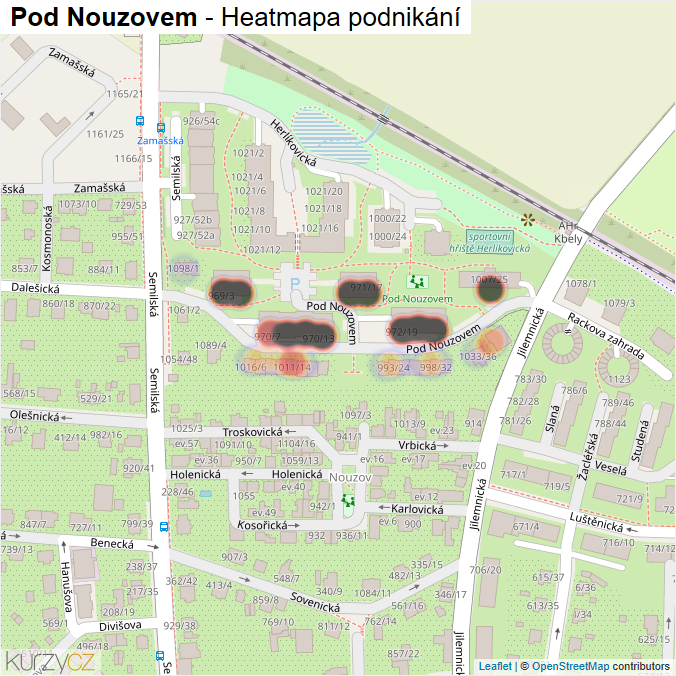 Mapa Pod Nouzovem - Firmy v ulici.