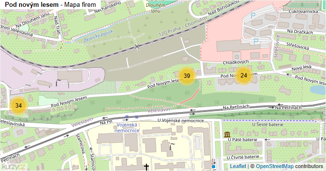 Pod novým lesem - mapa firem