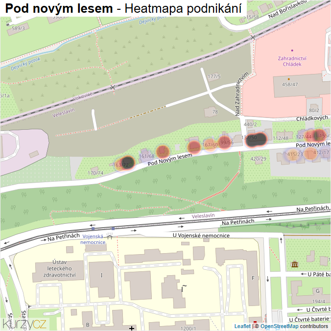 Mapa Pod novým lesem - Firmy v ulici.