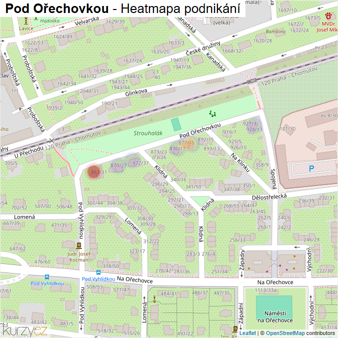 Mapa Pod Ořechovkou - Firmy v ulici.