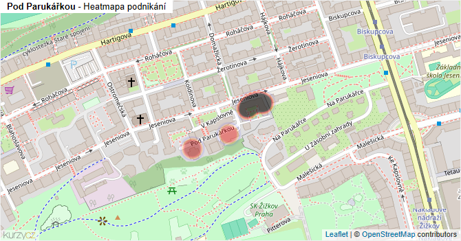 Pod Parukářkou - mapa podnikání