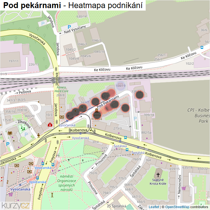 Mapa Pod pekárnami - Firmy v ulici.