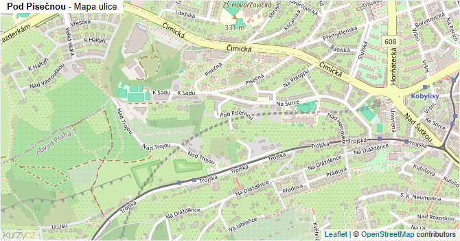 Pod Písečnou - mapa ulice