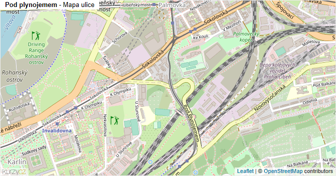 Pod plynojemem - mapa ulice