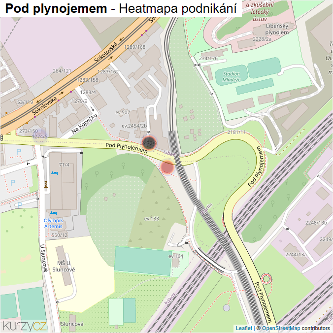 Mapa Pod plynojemem - Firmy v ulici.
