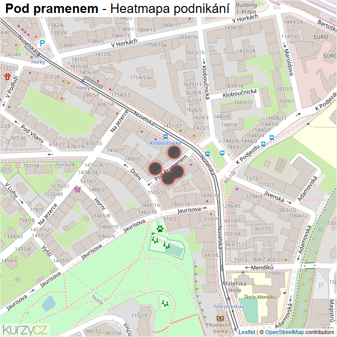 Mapa Pod pramenem - Firmy v ulici.