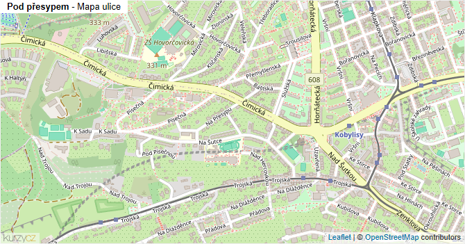 Pod přesypem - mapa ulice