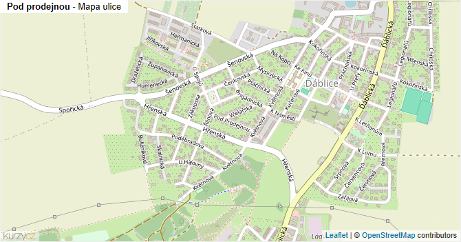 Pod prodejnou - mapa ulice