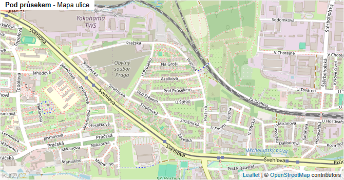 Pod průsekem - mapa ulice