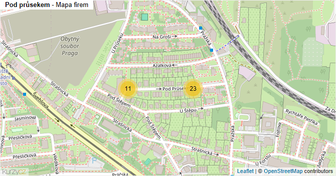 Pod průsekem - mapa firem