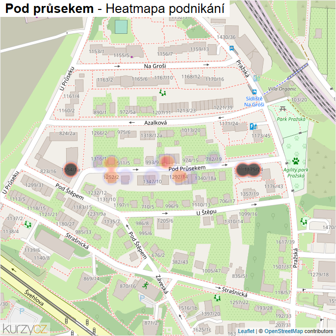 Mapa Pod průsekem - Firmy v ulici.