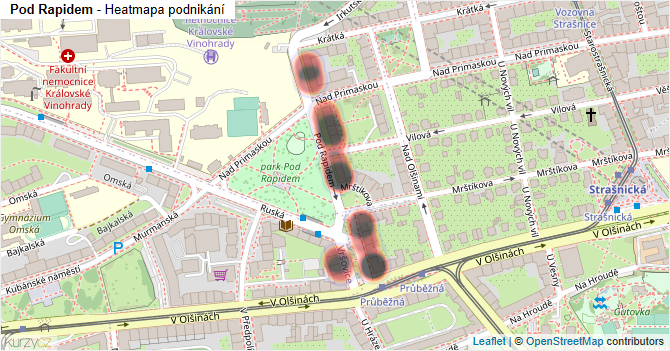 Pod Rapidem - mapa podnikání