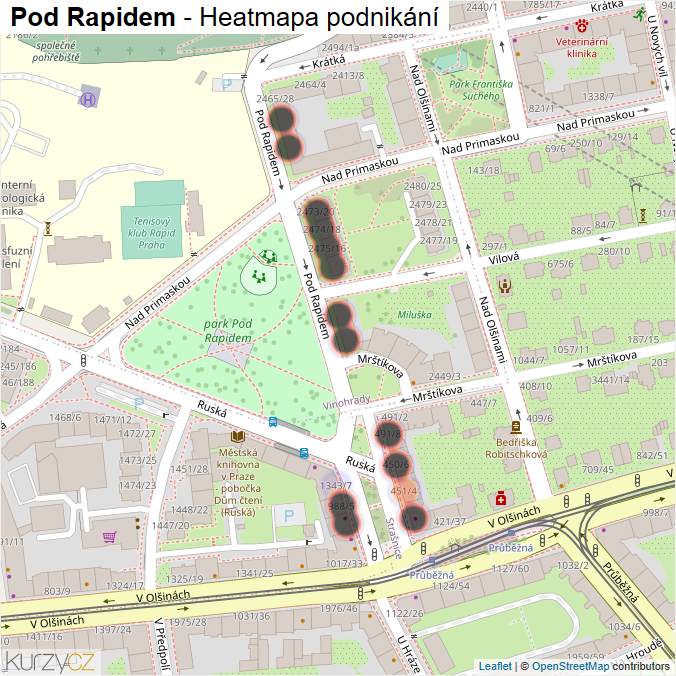 Mapa Pod Rapidem - Firmy v ulici.