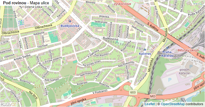 Pod rovinou - mapa ulice