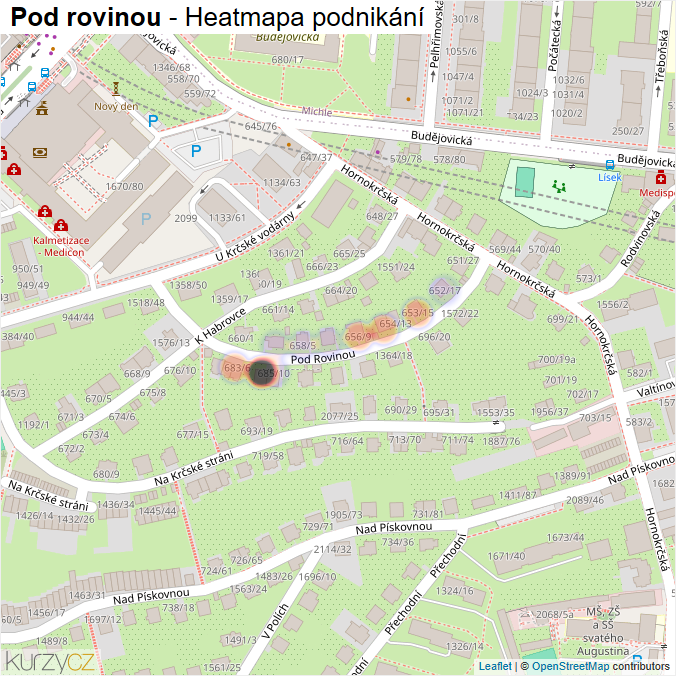 Mapa Pod rovinou - Firmy v ulici.