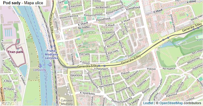 Pod sady - mapa ulice