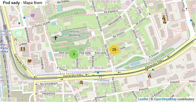 Pod sady - mapa firem