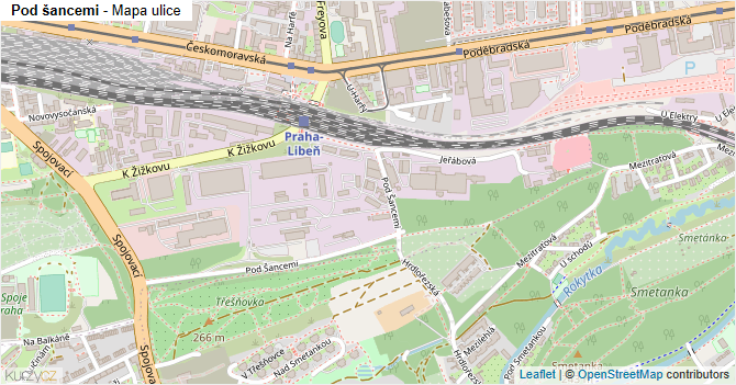 Pod šancemi - mapa ulice