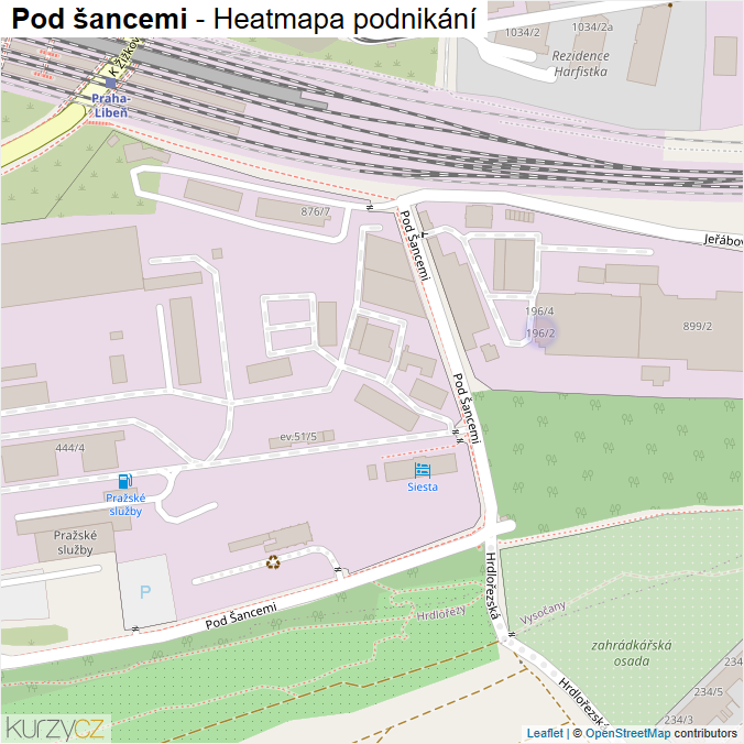 Mapa Pod šancemi - Firmy v ulici.