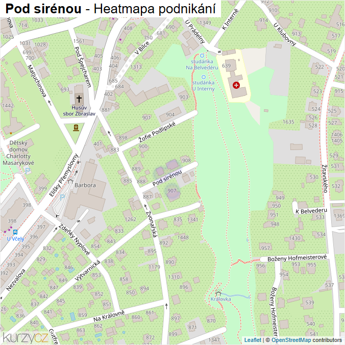 Mapa Pod sirénou - Firmy v ulici.