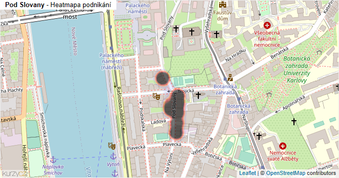Pod Slovany - mapa podnikání