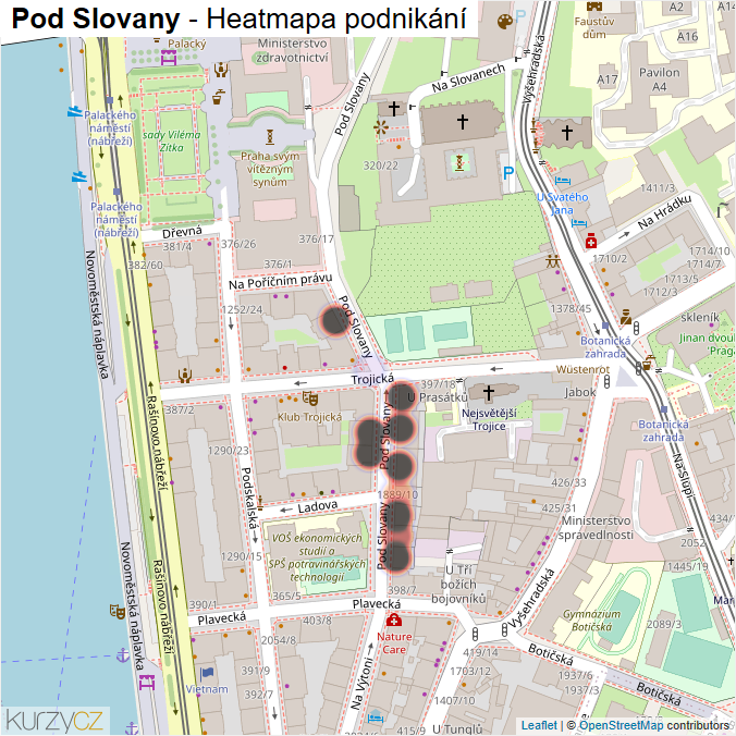 Mapa Pod Slovany - Firmy v ulici.
