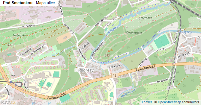 Pod Smetankou - mapa ulice