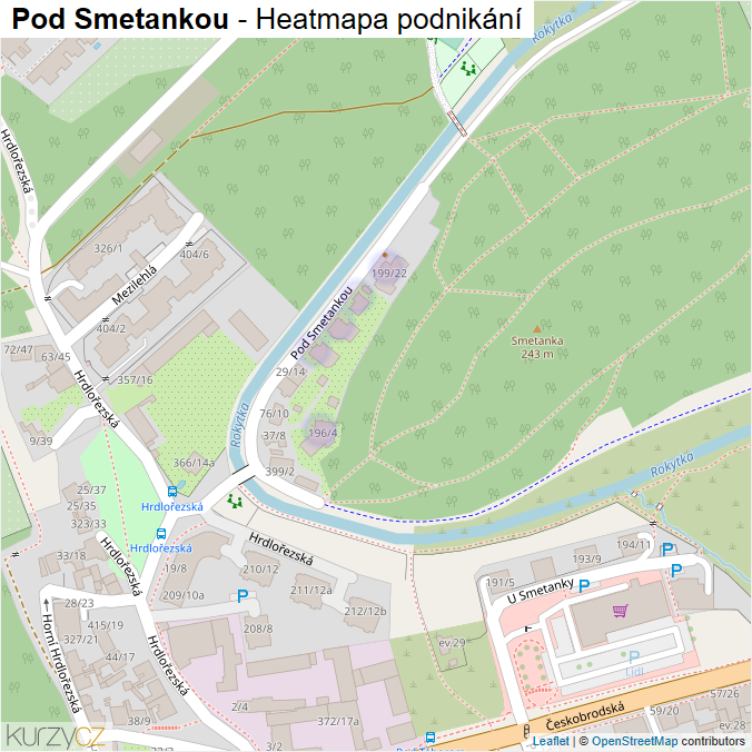 Mapa Pod Smetankou - Firmy v ulici.