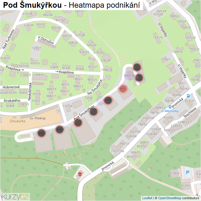 Mapa Pod Šmukýřkou - Firmy v ulici.