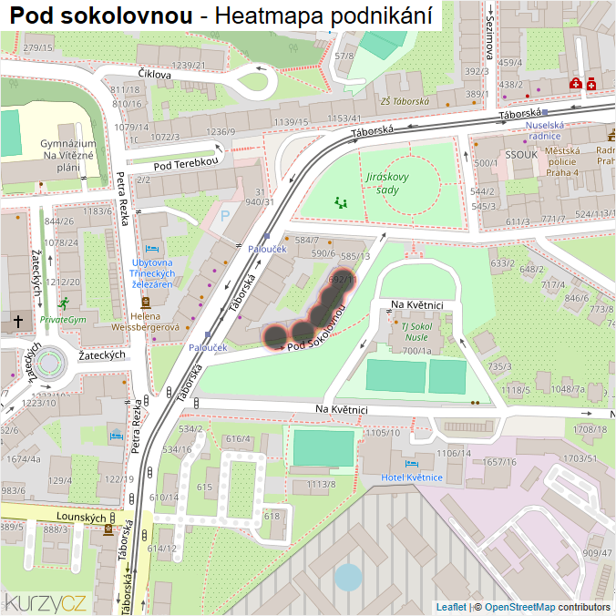 Mapa Pod sokolovnou - Firmy v ulici.