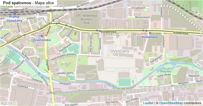 Pod spalovnou - mapa ulice