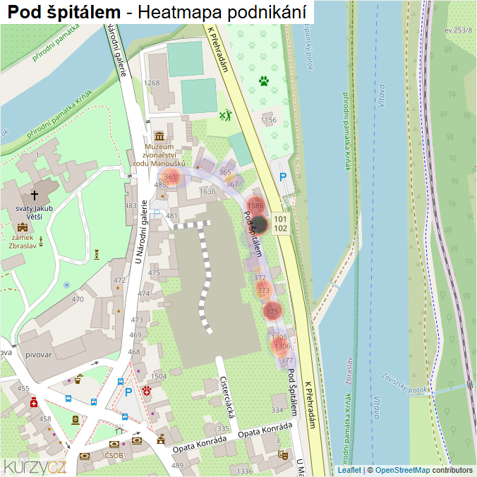 Mapa Pod špitálem - Firmy v ulici.