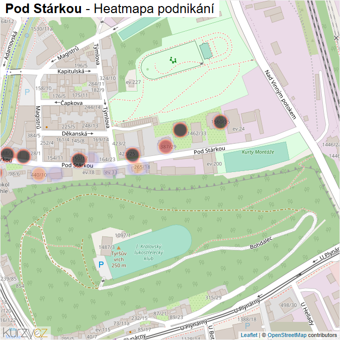 Mapa Pod Stárkou - Firmy v ulici.