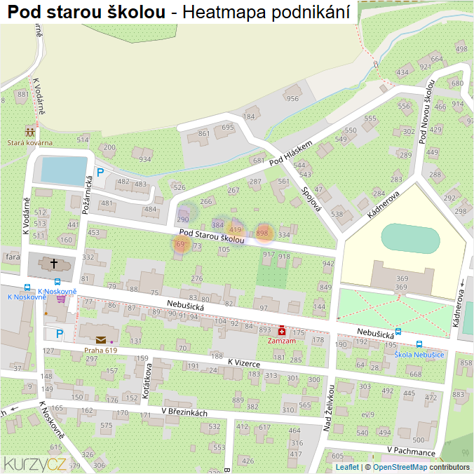 Mapa Pod starou školou - Firmy v ulici.