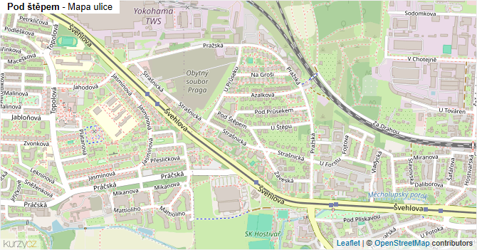 Pod štěpem - mapa ulice