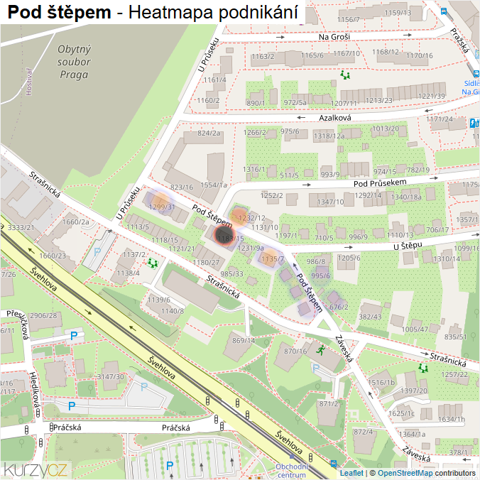 Mapa Pod štěpem - Firmy v ulici.