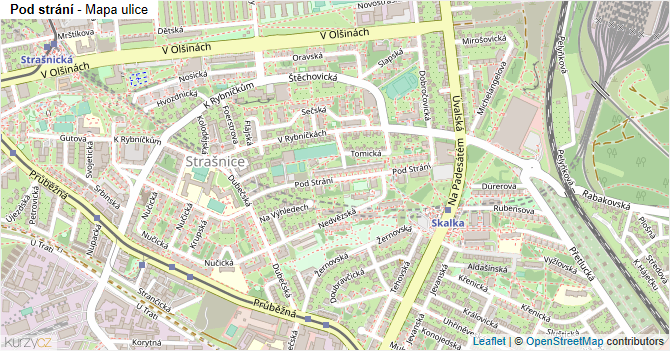 Pod strání - mapa ulice